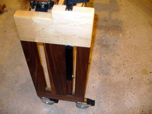 High Endframe of the xylophone showing Maple and Walnut Frame.