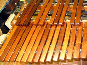 Another view of the low end bars of custom 4.5 octave (Low F) Xylophone